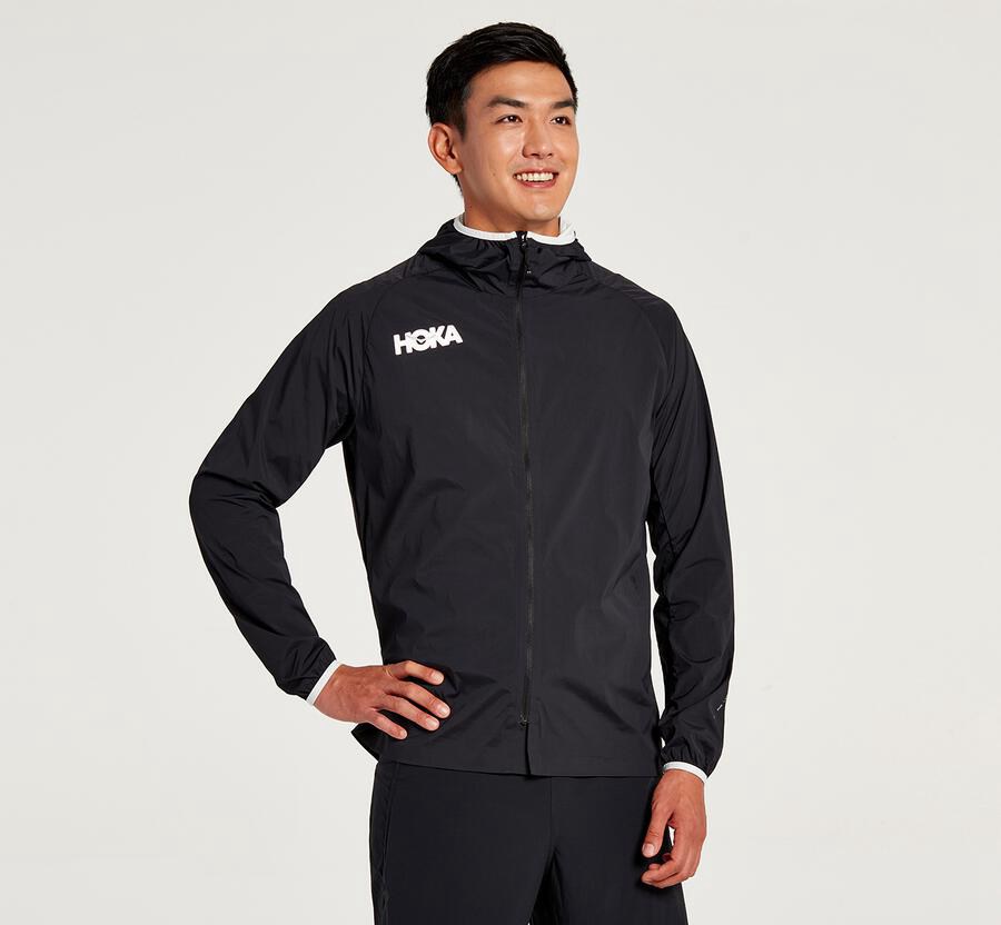 Hoka Australia One One Full-Zip Wind - Mens Jackets Black - UIJQR-0946